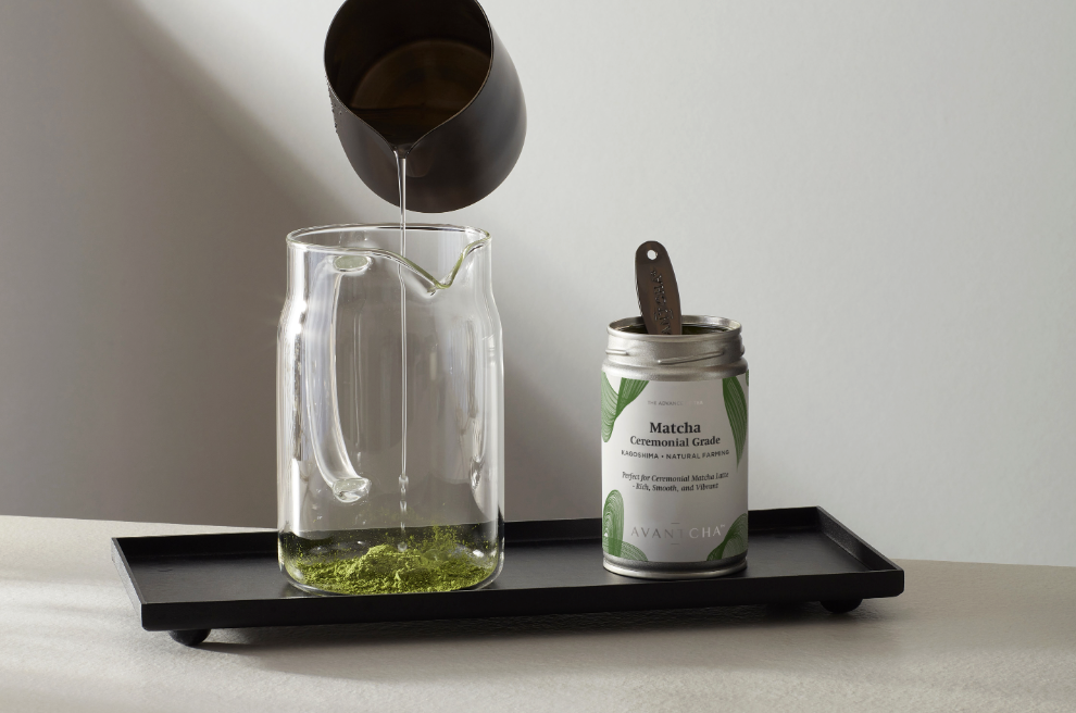 AVANTCHA Matcha Ceremonial Grade Kagoshima Natural Farming 80g in Iced Matcha Latte